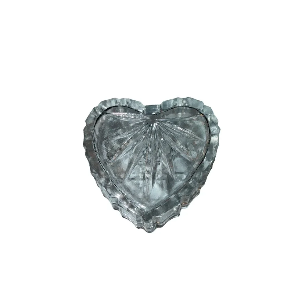 Heart Shaped Jewel Crystal Glass Covered‎ Trinket Keepsake Box - 2.5 x 2.5